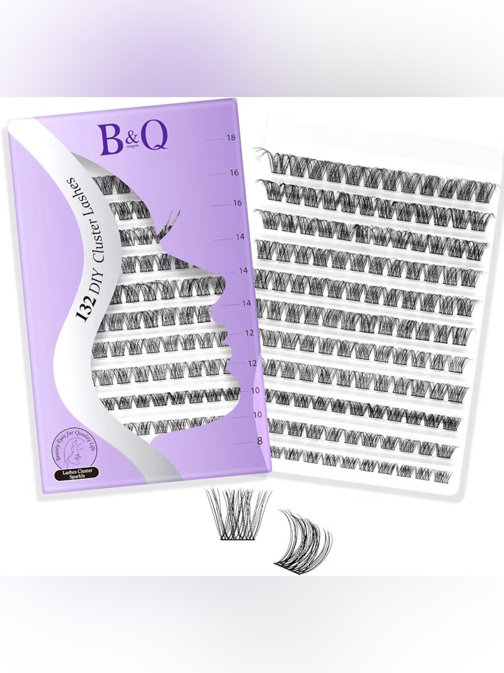 B&Q Lash Clusters Size 8, 10, 12, 14, 16, 18 mm